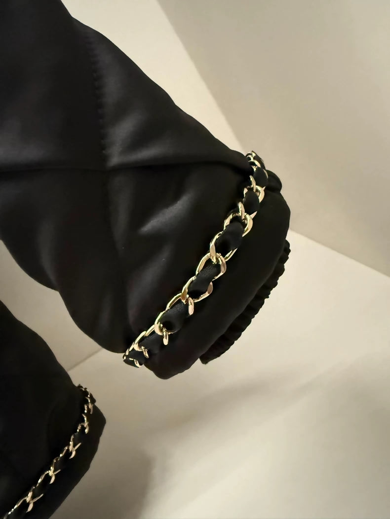 Chanel 19B black and Gold chain down jacket