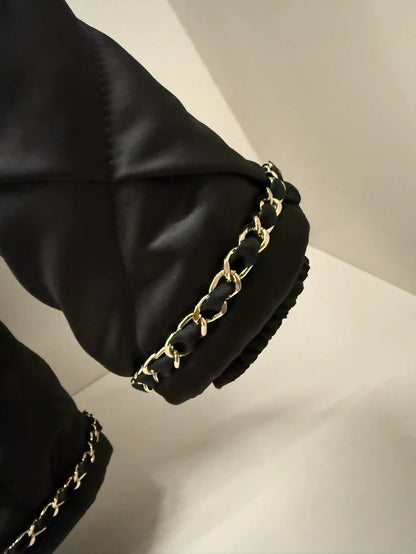 Chanel 19B black and Gold chain down jacket