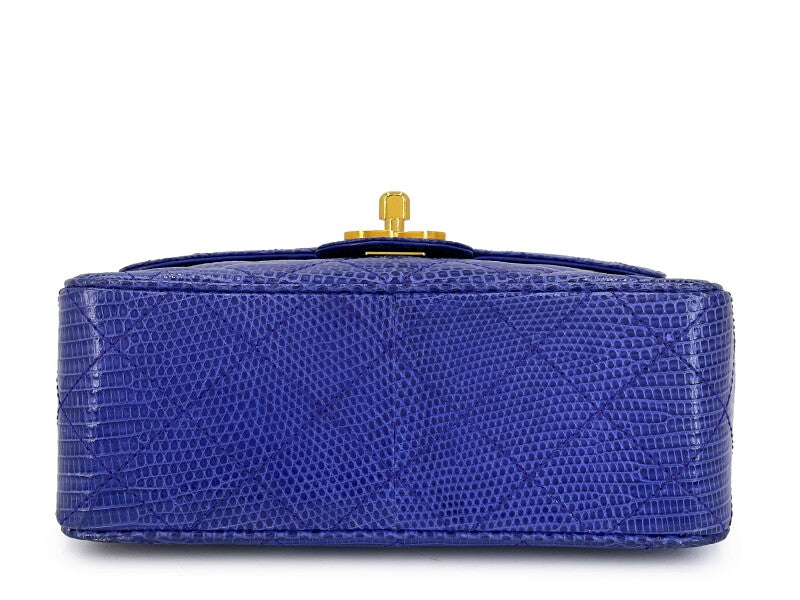 Chanel Blue Lizard gold hardware mini flap bag