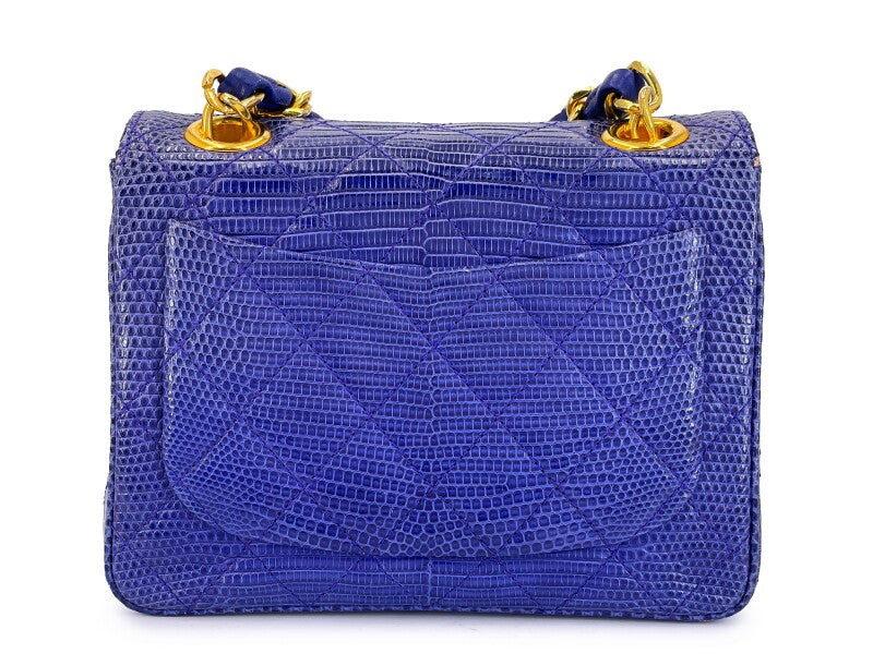 Chanel Blue Lizard gold hardware mini flap bag