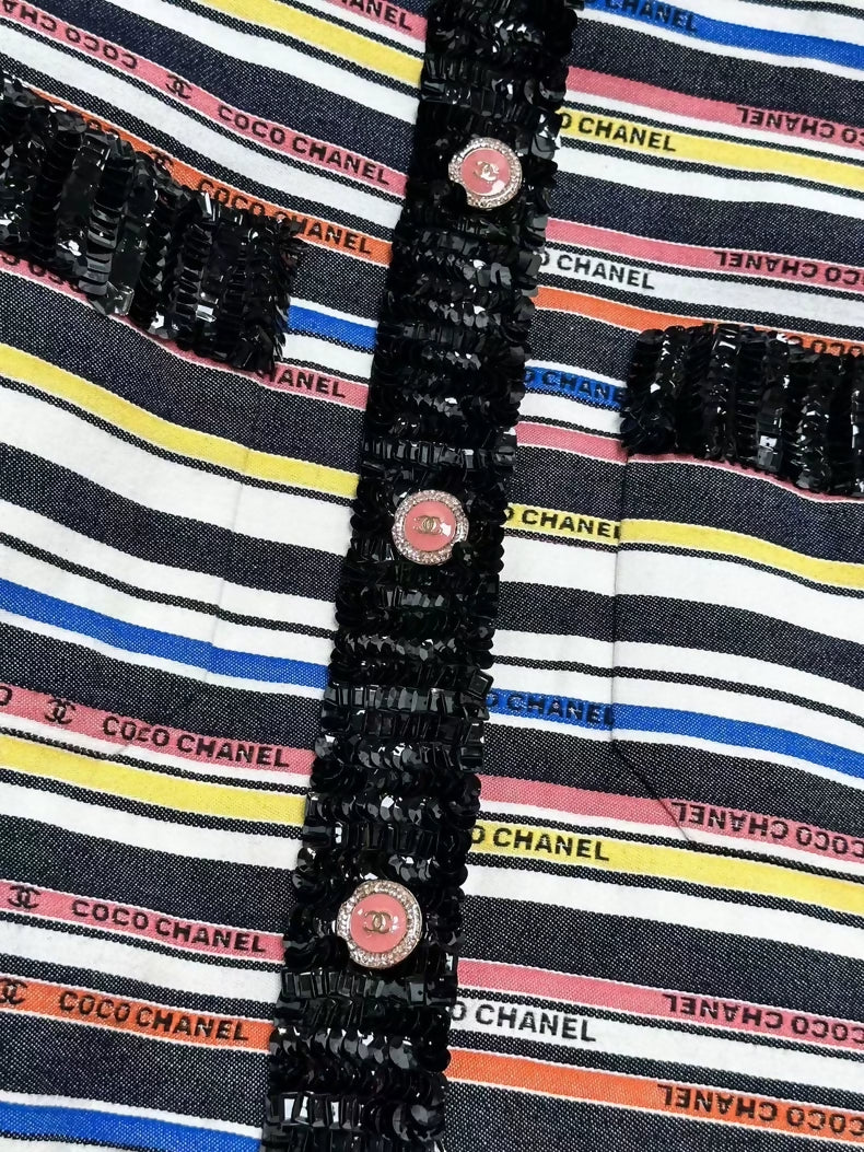 Chanel 22SS Multicolor stripes sequinned dress