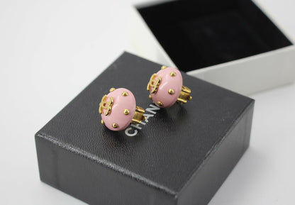 Chanel Vintage 96C Resin Pink Bean Clip-on Earrings