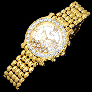 Chopard Happy Sport Diamond 18K Solid Gold Celebrity Men's Quartz Watch (Rare)