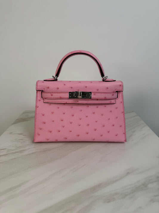 Hermès Kelly 20 Ostrich Bubblegum PHW G 2026