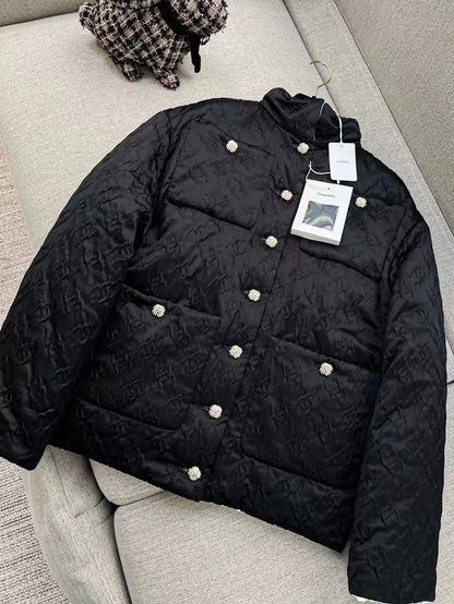 Chanel 25A black embossed patterned cotton jacket