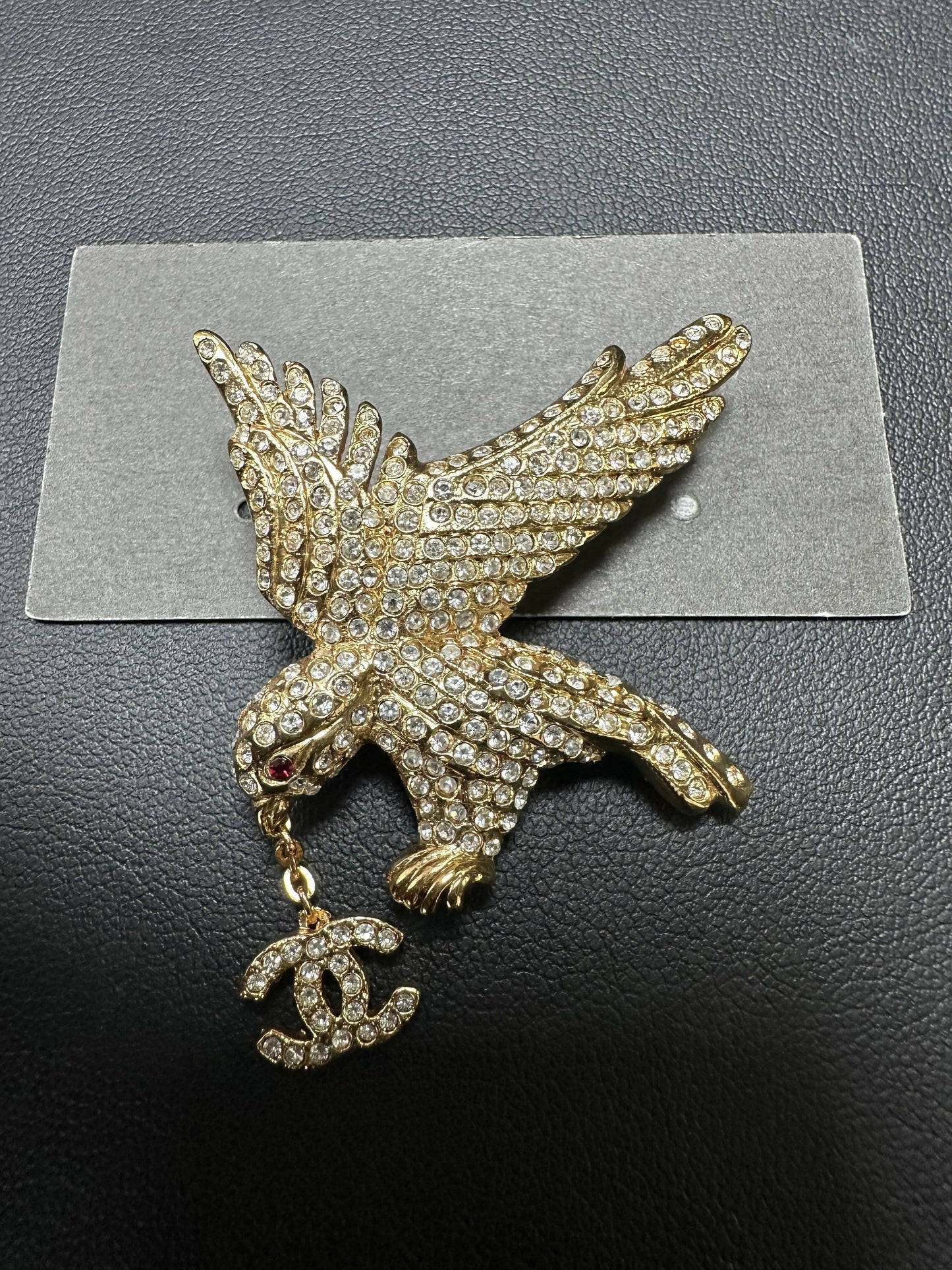 Chanel Vintage 01P Rhinestone Eagle Small Size Brooch