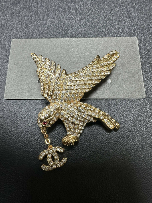 Chanel Vintage 01P Rhinestone Eagle Small Size Brooch