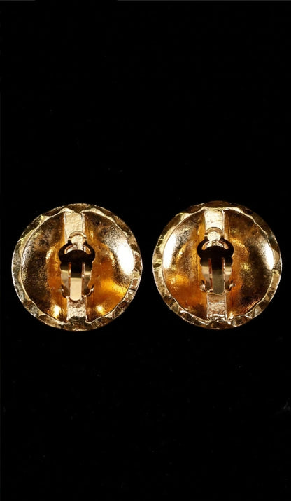 Chanel Gold CC Round Earrings