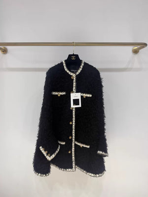 Chanel 25K black feather cape coat