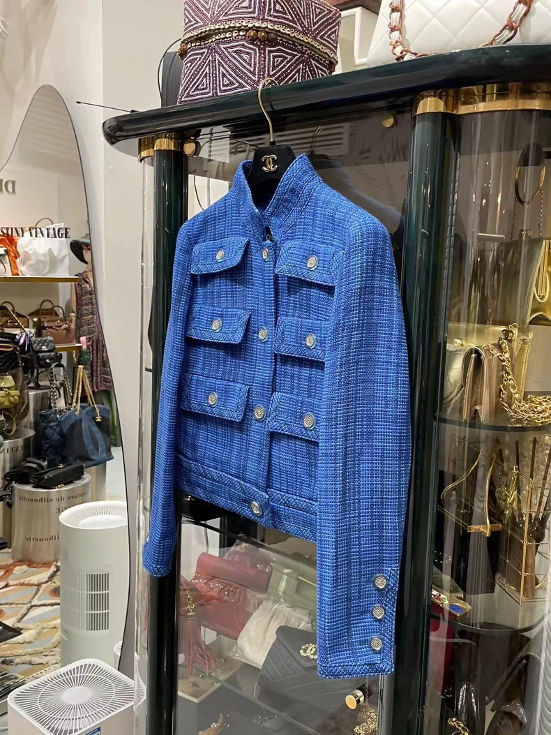 Chanel 20C Six-pocket blue jacket