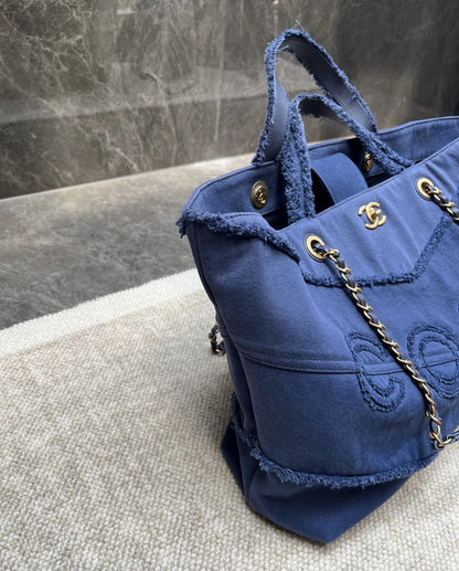 Chanel denim coco beach bag