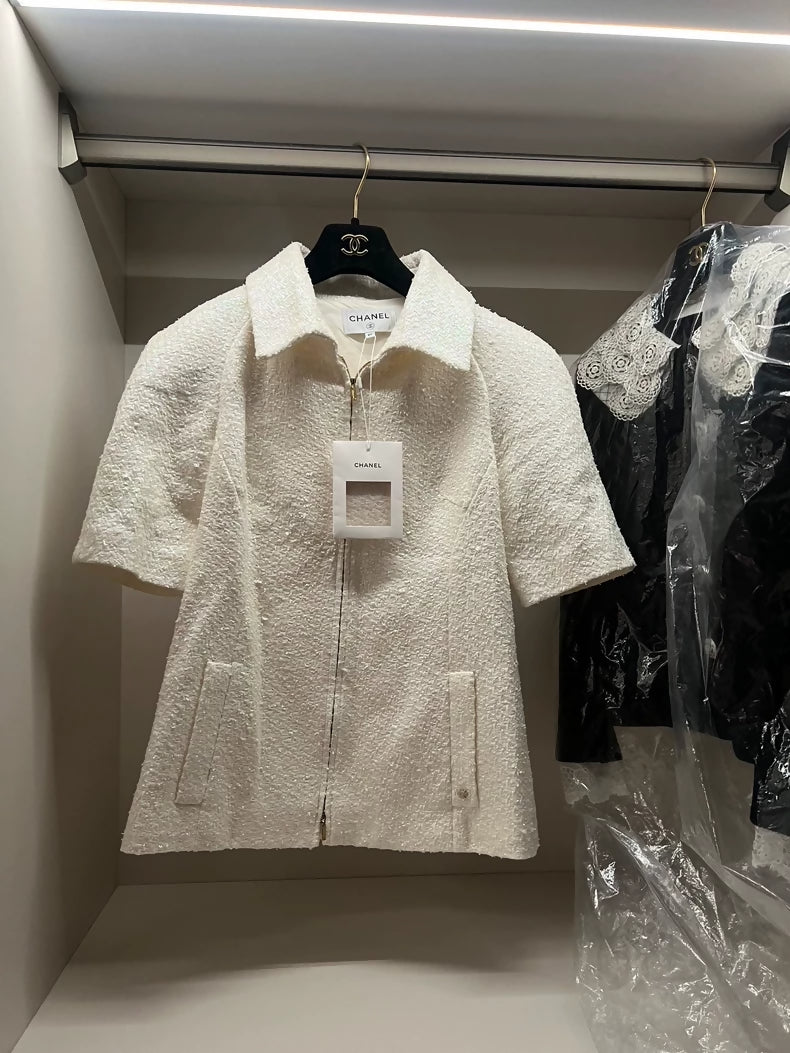 Chanel 2019 Beach Collection sequined white jacket