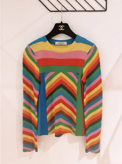 VALENTINO Valentino Rainbow Cashmere Sweater - 36 Top - Used fashion item from Wararni