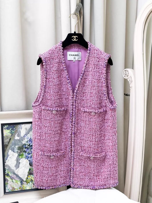 Chanel 22P pink tweed vest