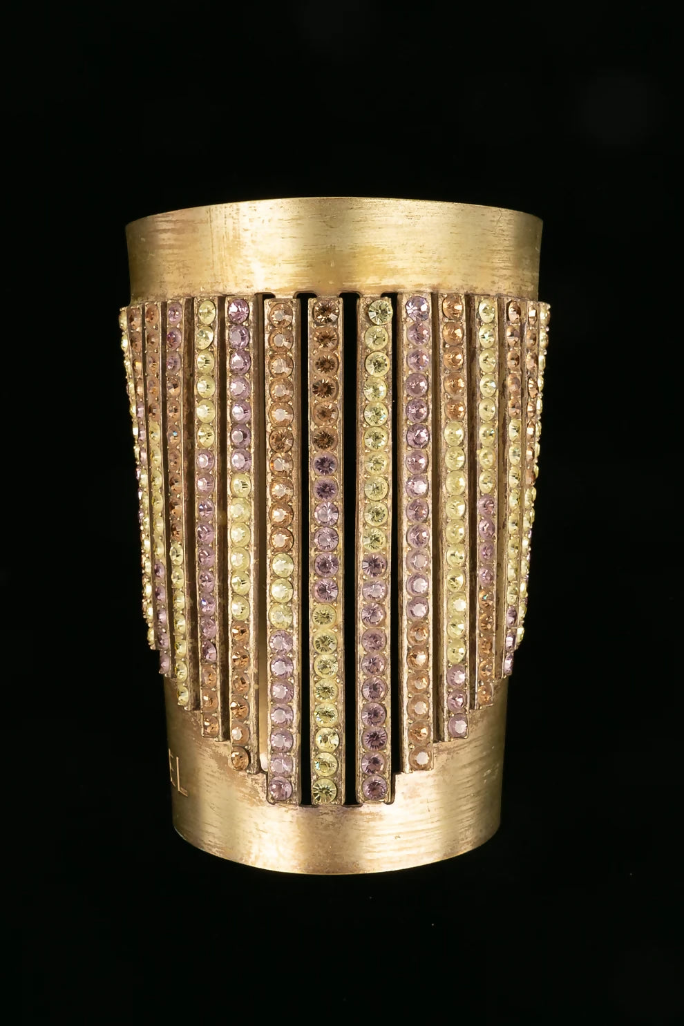 Chanel Gold-Tone Multicolor Strass Cuff Bracelet