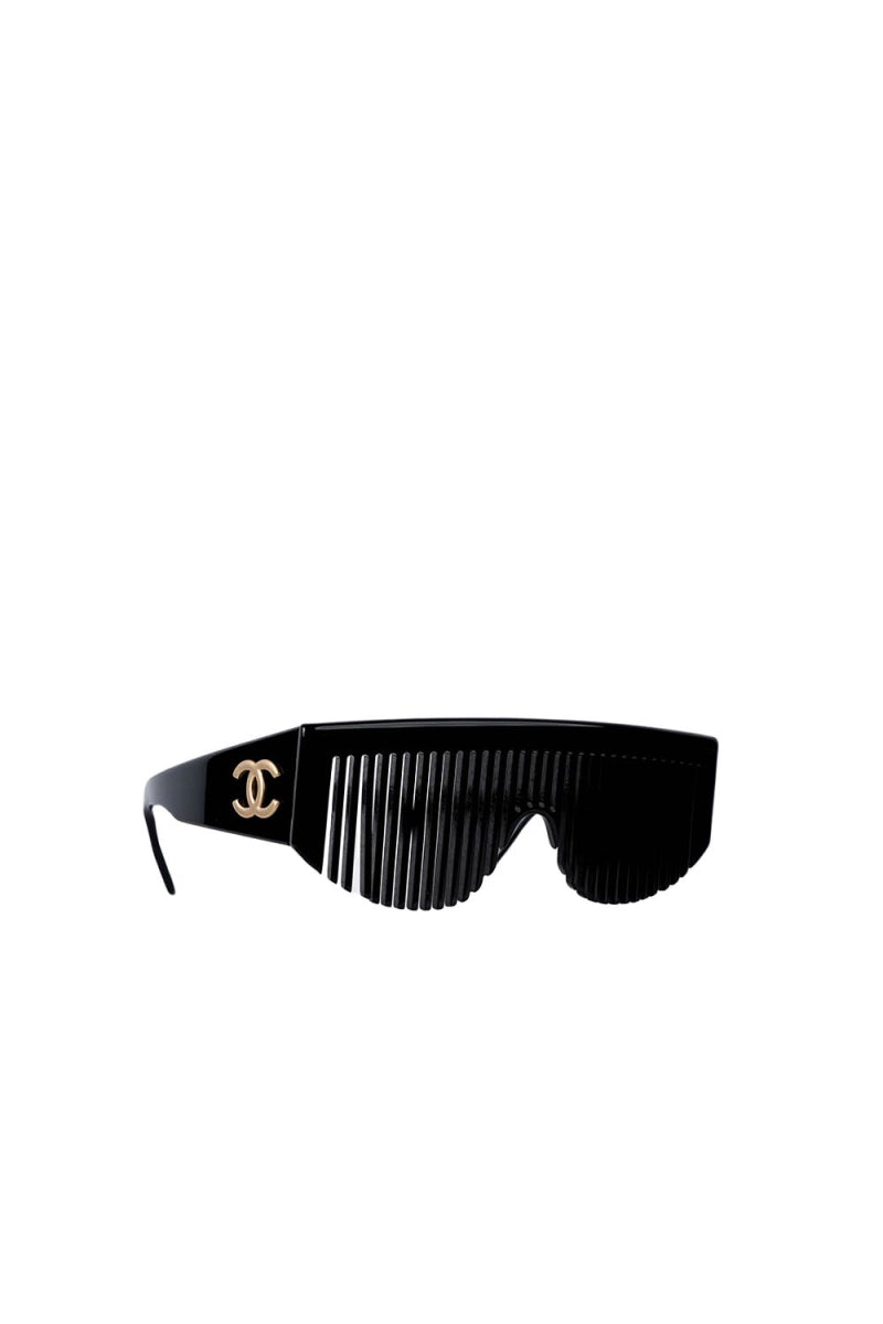 CHANEL 1990-2000s Hair Comb oversize-frame sunglasses
