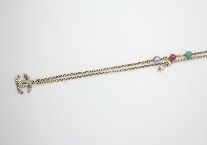 Chanel C20C Rhinestone limitation Pearl Purple Pink Blue Adjustable Necklace