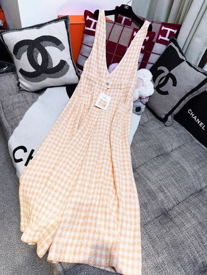 Chanel 23S Orange Houndstooth Jumpsuit