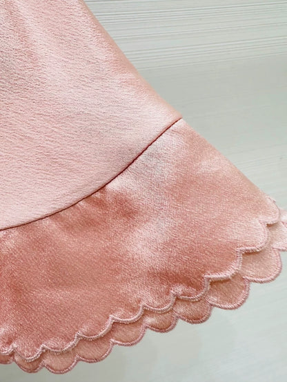 YSL Saint Laurent 26 peach pink silk shorts
