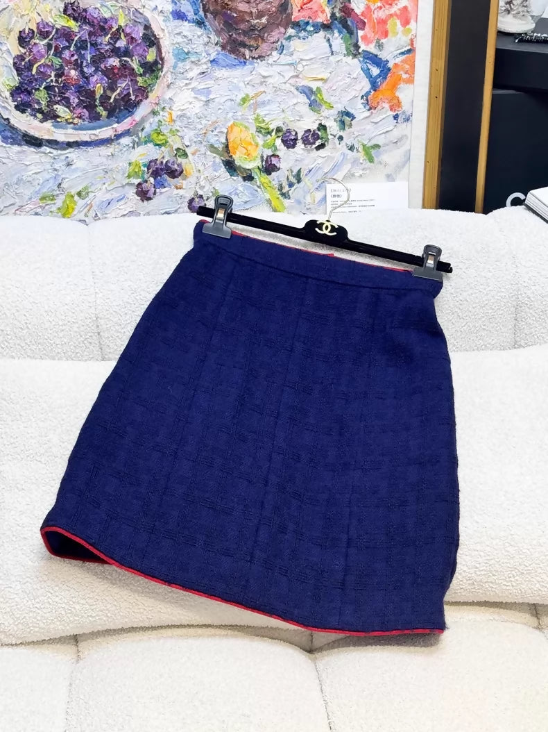 Chanel 15A blue and white cape jacket and skirt set