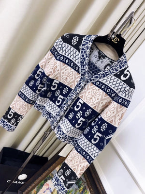 Chanel 20 Blue Snowflake Cashmere Cardigan