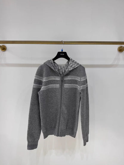 Dior grey double-faced cashmere logo cardigan