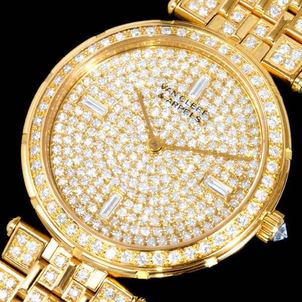 VAN CLEEF & ARPELS Diamond 18K Solid Gold Celebrity Men's Quartz Watch