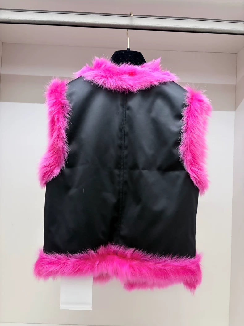 Chanel 23N  black & Pink Shearling Vest