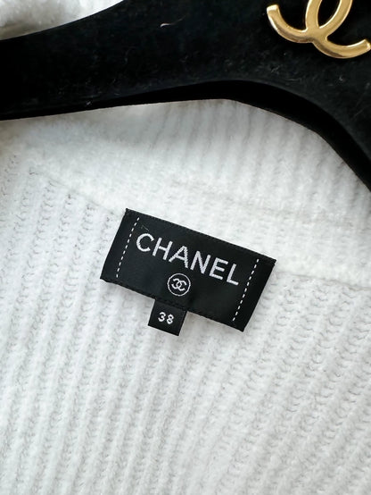 Chanel 23c White Terry knit cardigan number 5