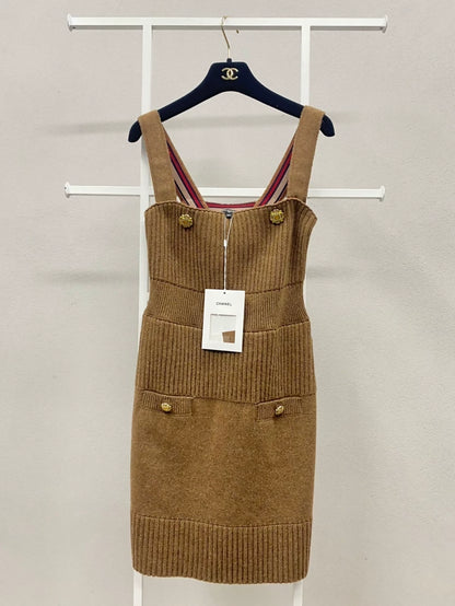 Chanel brown knit strap dress