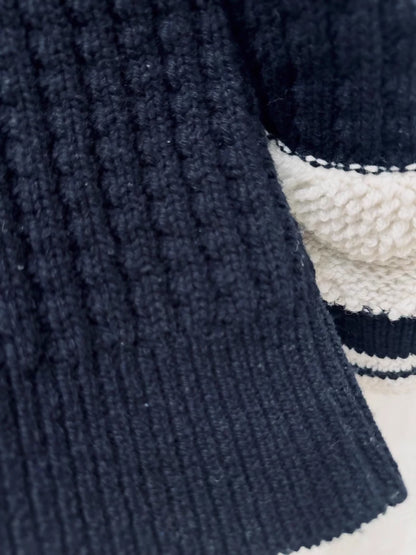 Chanel 25N Black and White V-Neck Sweater
