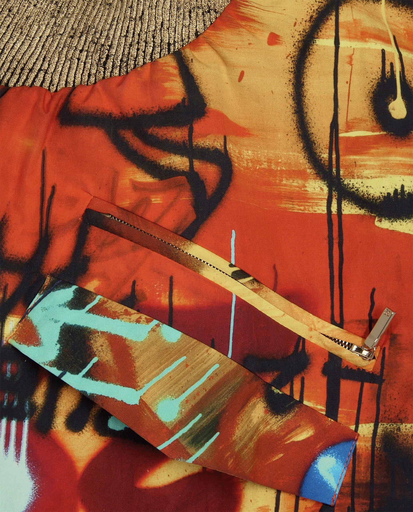 CHANEL 19A PARIS NEW YORK EGYPT SACRED SYMBOLS GRAFFITI BOMBER JACKET FR 34