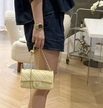 Chanel yellow leather flap bag