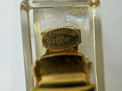 Chanel Vintage 97P Resin Iridescent Resin Five Gold-Tone CC Logos Hair Clip