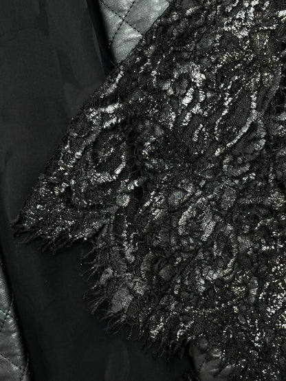 Chanel 23A black leather & lace jacket
