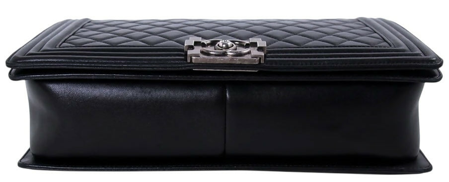 Chanel Black Large Maxi Quilted Lambskin Leather Boy Crossbody Bag