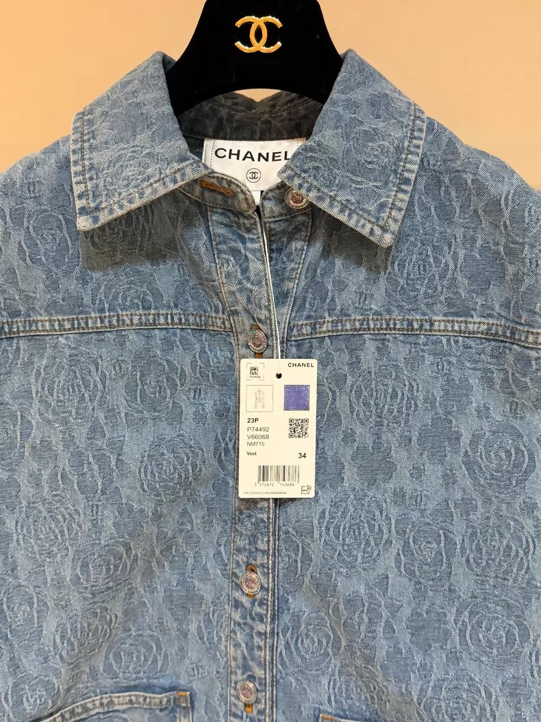 Chanel 23 Camellia Denim Vest