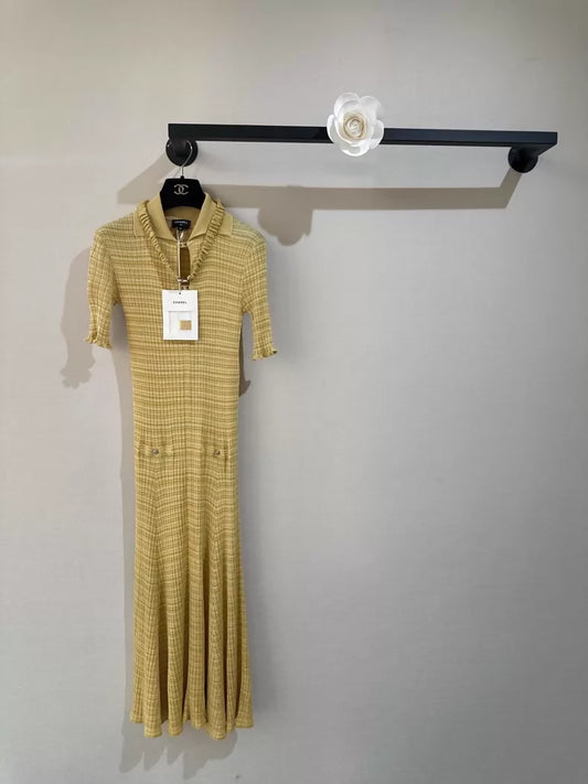 Chanel yellow knit dress