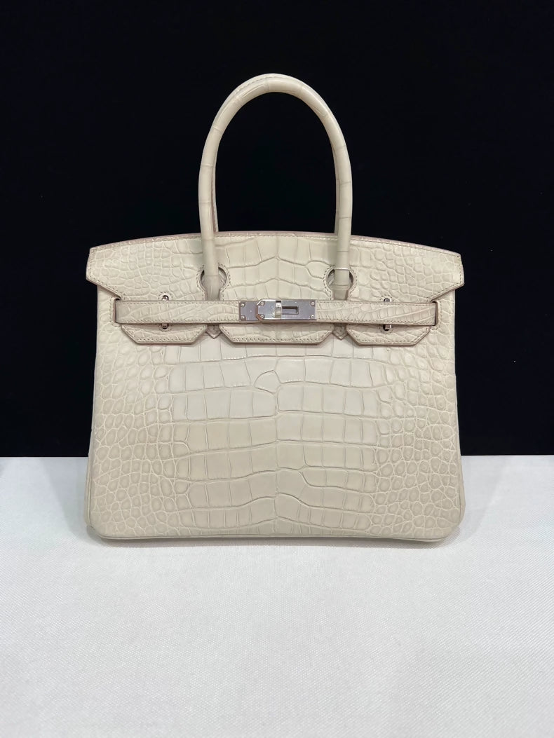 Hermes Birkin 30 Craie Crocodile Leather Palladium Hardware