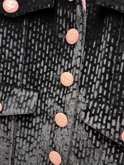Chanel 22B Velvet black pink dress