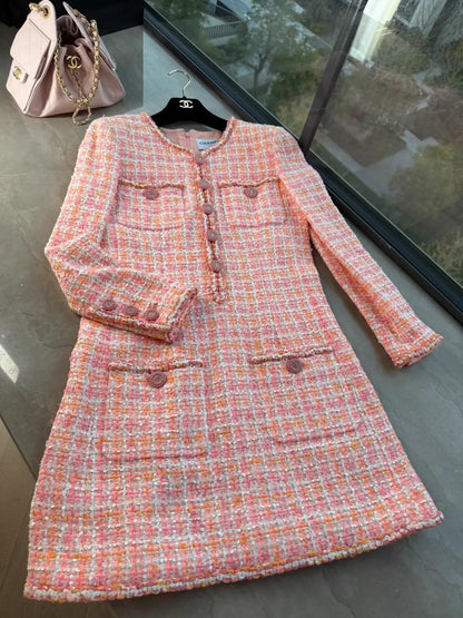 Chanel orange tweed cruise collection dress