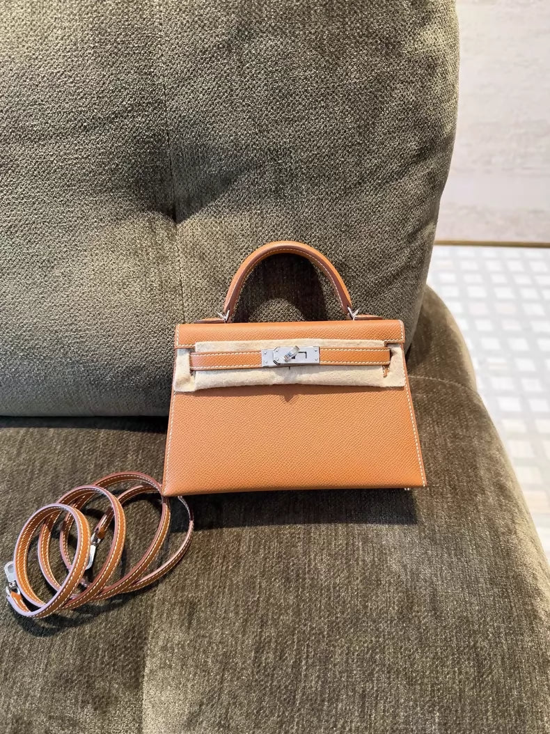 Hermes Mini kelly 20 gold Epsom leather palladium hardware
