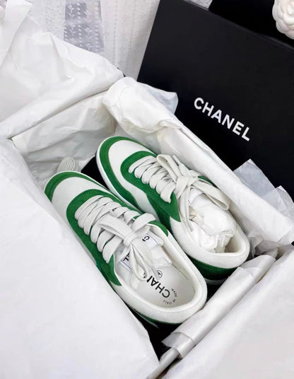 Chanel 23P 38 size green  suede sneakers