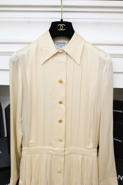 Chanel beige Satin Silk Dress