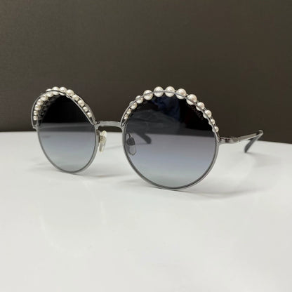 Chanel pearl gradient round frame sunglasses