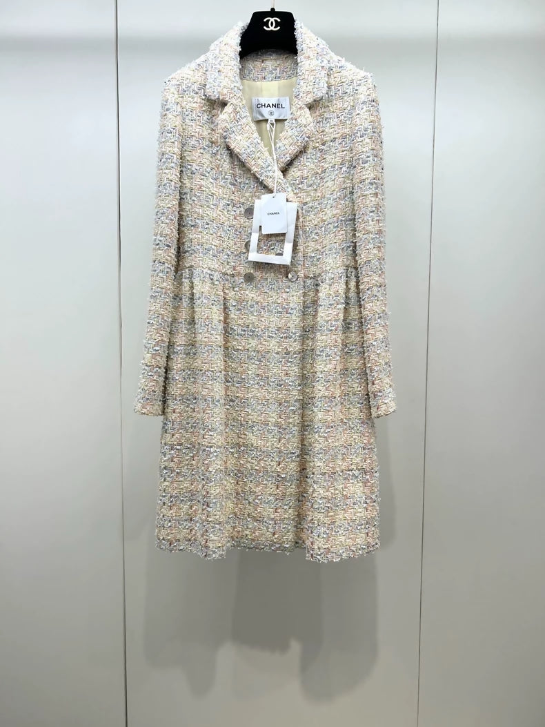Chanel 25P mixed-color woven double-breasted dress