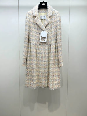 Chanel 25P mixed-color woven double-breasted dress
