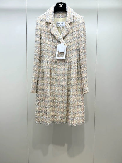Chanel 25P mixed-color woven double-breasted dress