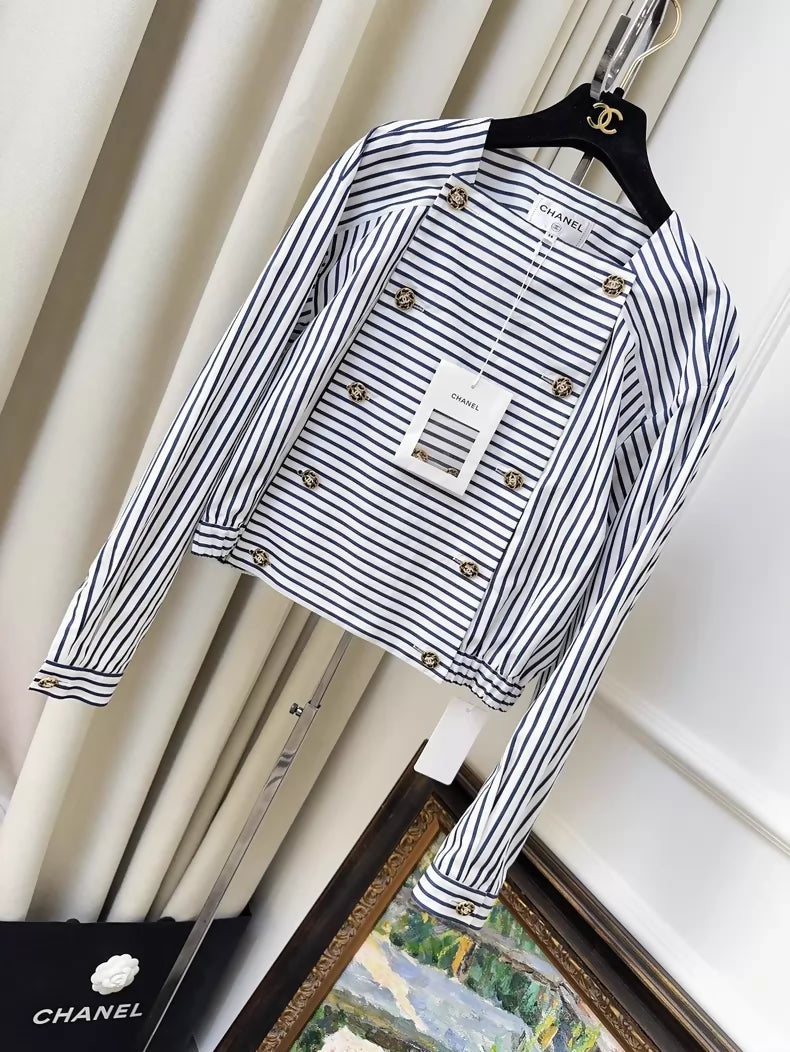 Chanel 22S blue and white striped shirt,