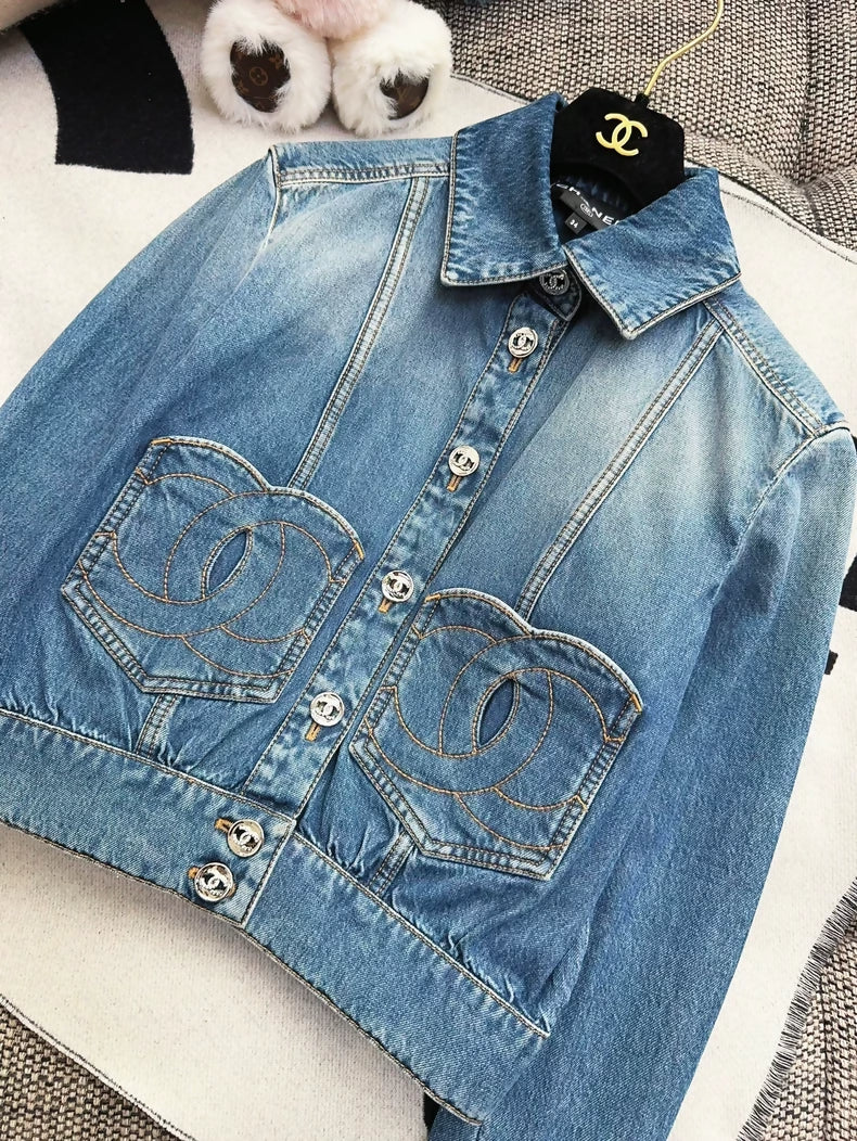 Chanel 24P heart CC denim jacket